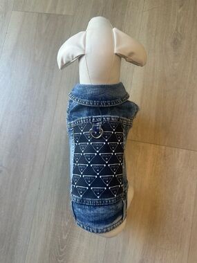 Pawda Blue Denim Dog Vest with Black Logo Panel